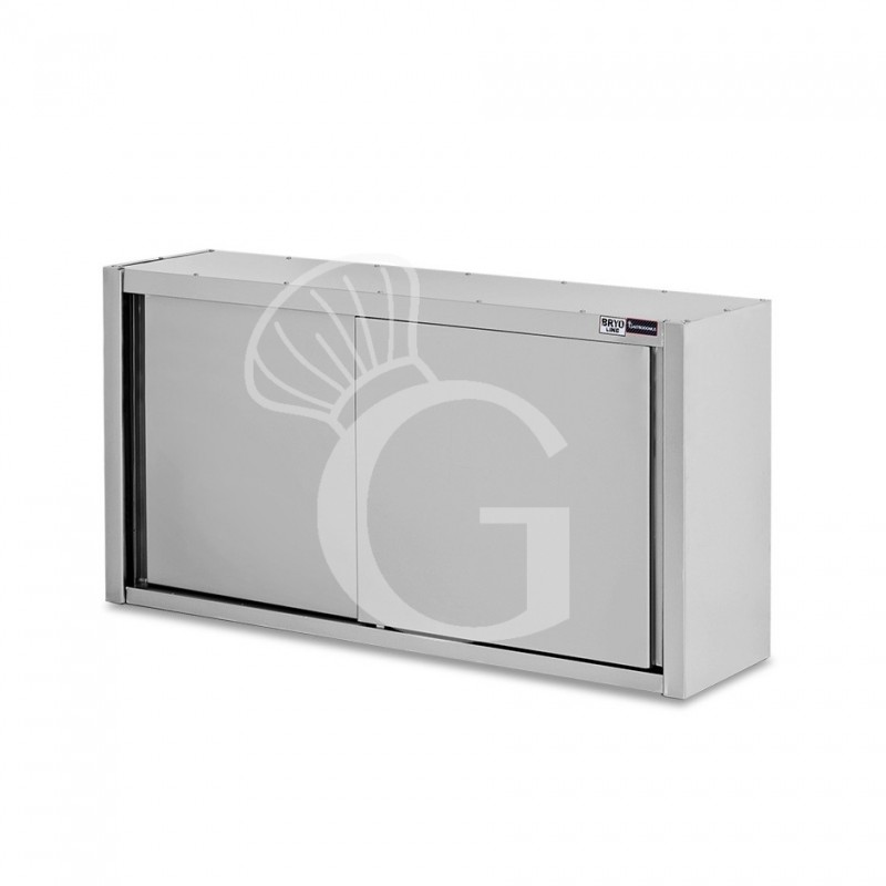 Armario de pared con puertas correderas de acero inoxidable con 2 estantes, L 1600 mm x P 400 mm x A 1000 mm