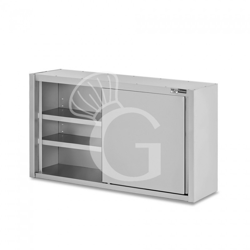 Armario de pared con puertas correderas de acero inoxidable con 2 estantes, L 1600 mm x P 400 mm x A 1000 mm