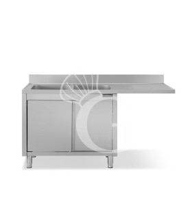 Fregadero con mueble y hueco para lavavajillas, 2 cubetas, escurridor a la derecha L 1800 mm x P 700 mm x A 950 mm