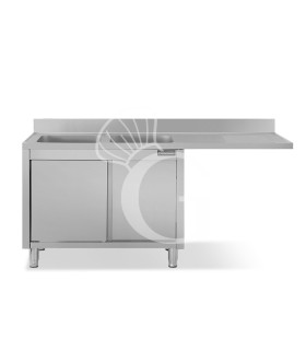 Fregadero con mueble y hueco para lavavajillas, 2 cubetas, escurridor a la derecha L 2000 mm x P 600 mm x A 950 mm
