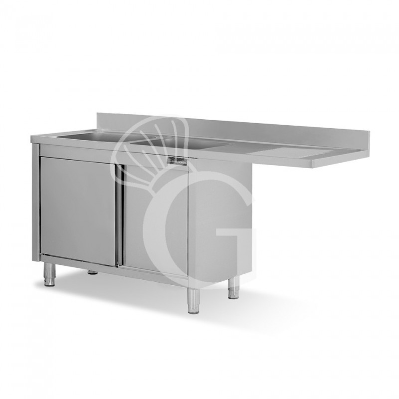 Fregadero con mueble y hueco para lavavajillas, 2 cubetas, escurridor a la derecha L 2000 mm x P 700 mm x A 950 mm