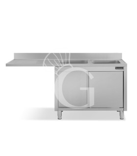 Fregadero con mueble y hueco para lavavajillas, 2 cubetas, escurridor a la izquierda L 2000 mm x P 600 mm x A 950 mm