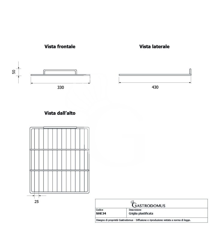 Rejilla revestida de plástico 330 mm x 430 mm