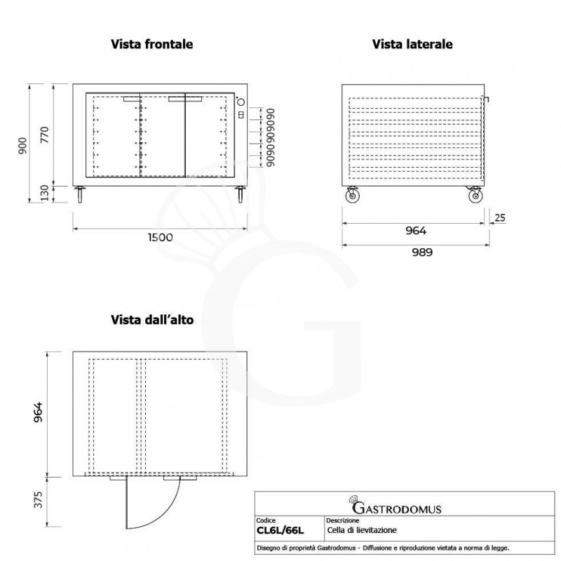 Fermentadora de pizza 18 Bandejas 600 X 400 MM - L 1500 MM X P 964 MM X A 900 MM