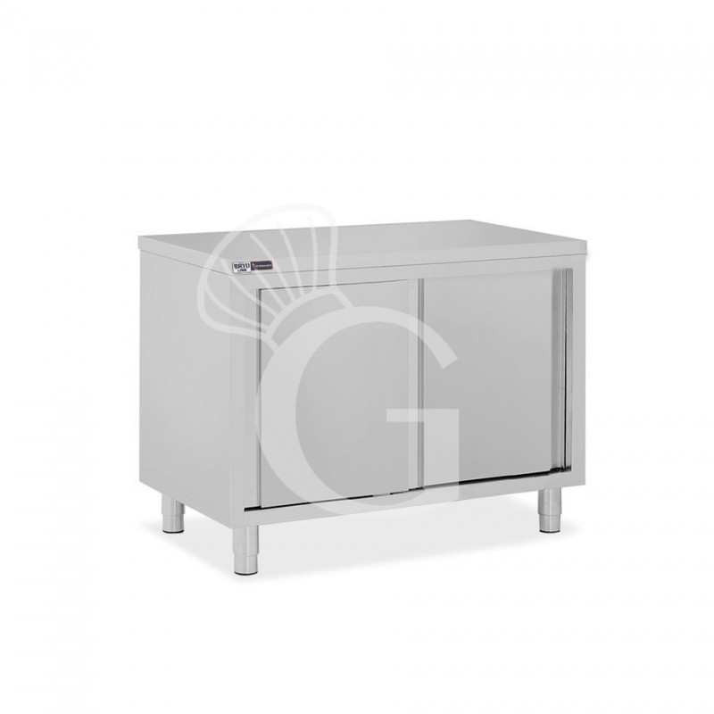Mesa mural de acero inoxidable 2 puertas correderas L 1000 mm x P 600 mm x A 850 mm