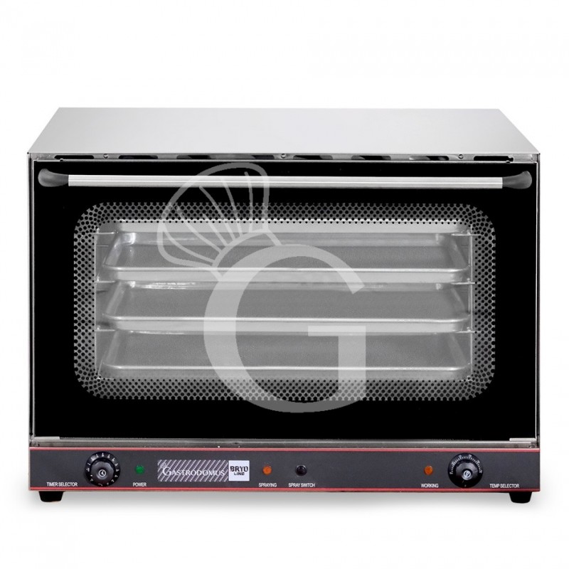 Horno eléctrico de convección y vapor, puerta abatible, controles mecánicos, 4 bandejas de 600x400 mm, potencia 6,4 kw