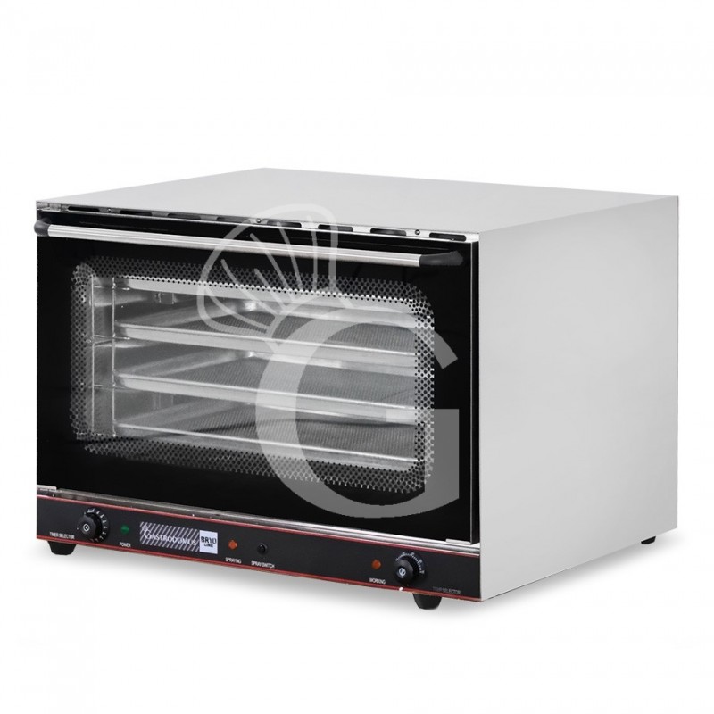 Horno eléctrico de convección y vapor, puerta abatible, controles mecánicos, 4 bandejas de 600x400 mm, potencia 6,4 kw