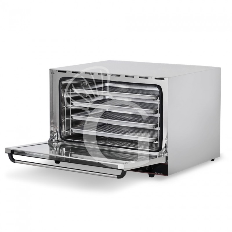 Horno eléctrico de convección y vapor, puerta abatible, controles mecánicos, 4 bandejas de 600x400 mm, potencia 6,4 kw
