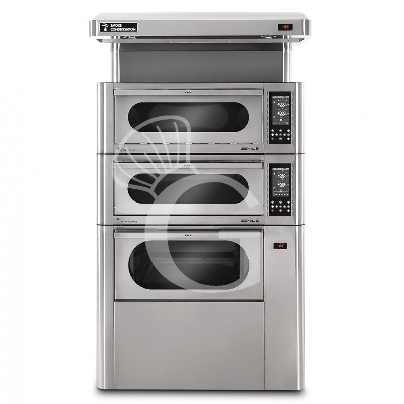 Horno eléctrico ventilado digital 4+4 pizzas Ø 35, resistencias internas, campana de condensación y célula de fermentación