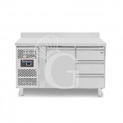 Mesa Refrigerada 3 Cajones 1 Puerta 700 mm de profundidad -2°C/+8°C, peto trasero, Motor a la Izquierda