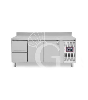 Mesa Refrigerada para gastronomía 2 cajones 2 puertas 700 mm -2°C/+8°C peto trasero