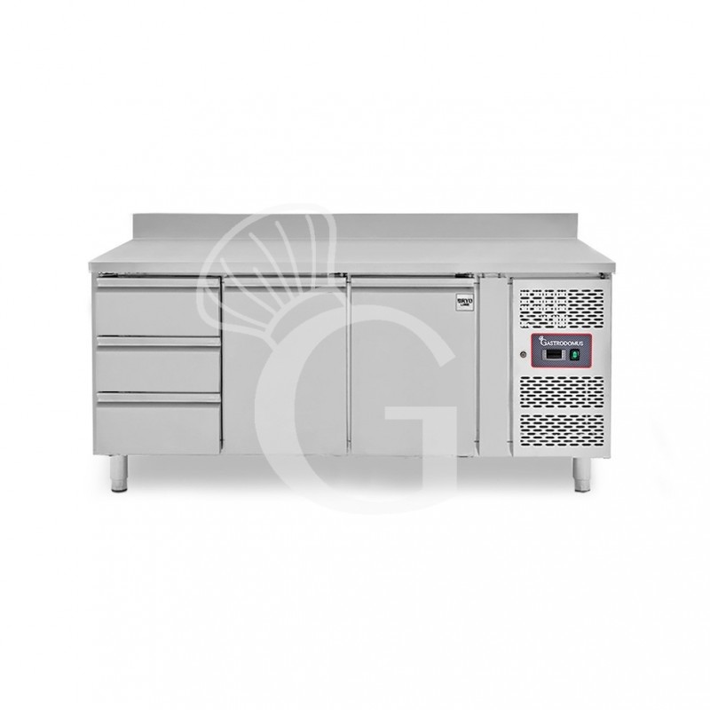 Mesa Refrigerada 3 cajones 2 puertas 700 mm -2°C/+8°C peto trasero