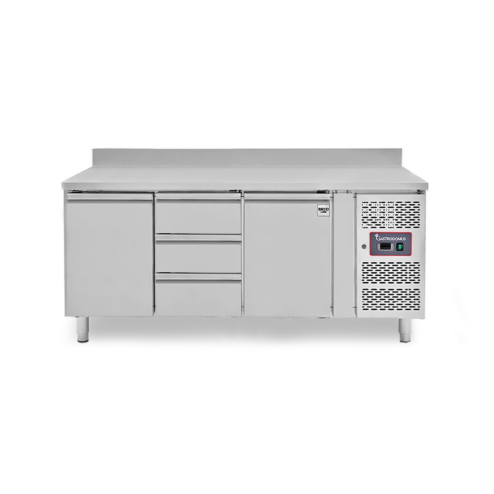 Mesa Refrigerada 3 cajones 2 puertas 700 mm -2°C/+8°C peto trasero