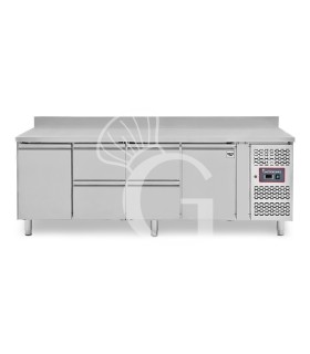 Mesa Refrigerada para gastronomía 4 cajones 2 puertas 700 mm -2°C/+8°C peto trasero