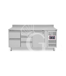 Mesa Refrigerada para gastronomía 5 cajones 1 puerta 700 mm -2°C/+8°C peto trasero