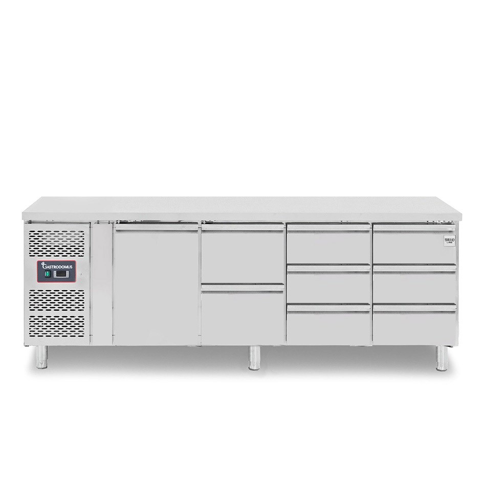 Mesa Refrigerada 8 Cajones 1 Puerta 700 mm de profundidad -2°C/+8°C  Motor a la Izquierda