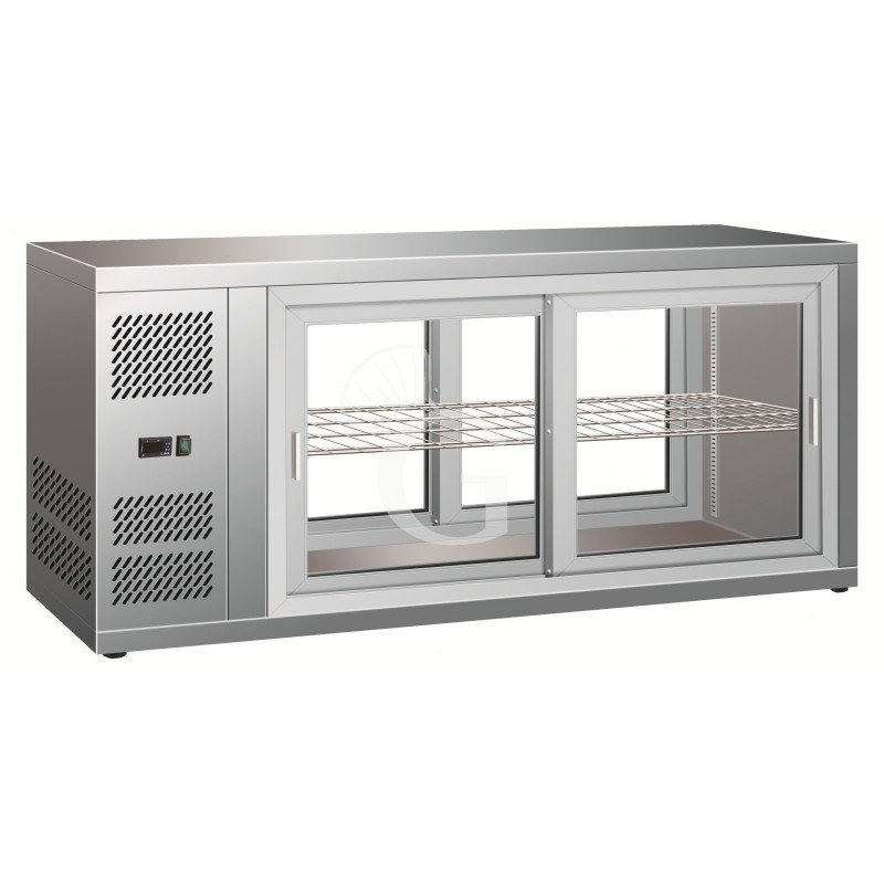 Vitrina refrigerada ventilada acero inoxidable puertas correderas 190 LT +2°C/+8°C L 1310 mm x P 510 mm x A 550 mm