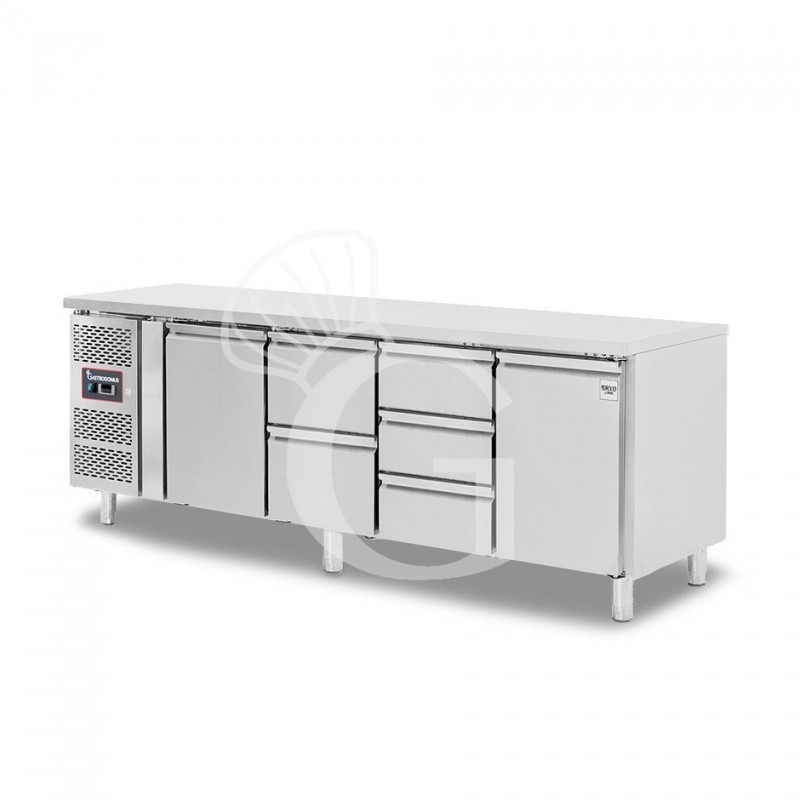 Mesa Refrigerada 5 Cajones 2 Puertas 700 mm de profundidad -2°C/+8°C  Motor a la Izquierda