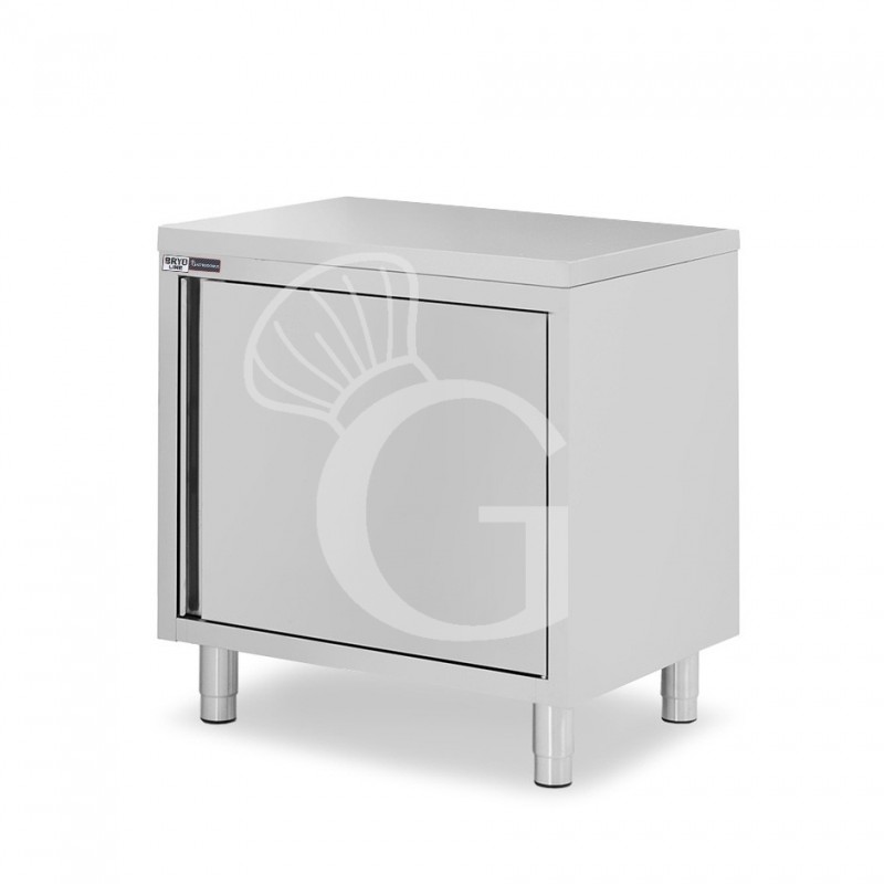 Mesa mural de acero inoxidable 1 puerta batiente L 600 mm x P 800 mm x A 850 mm