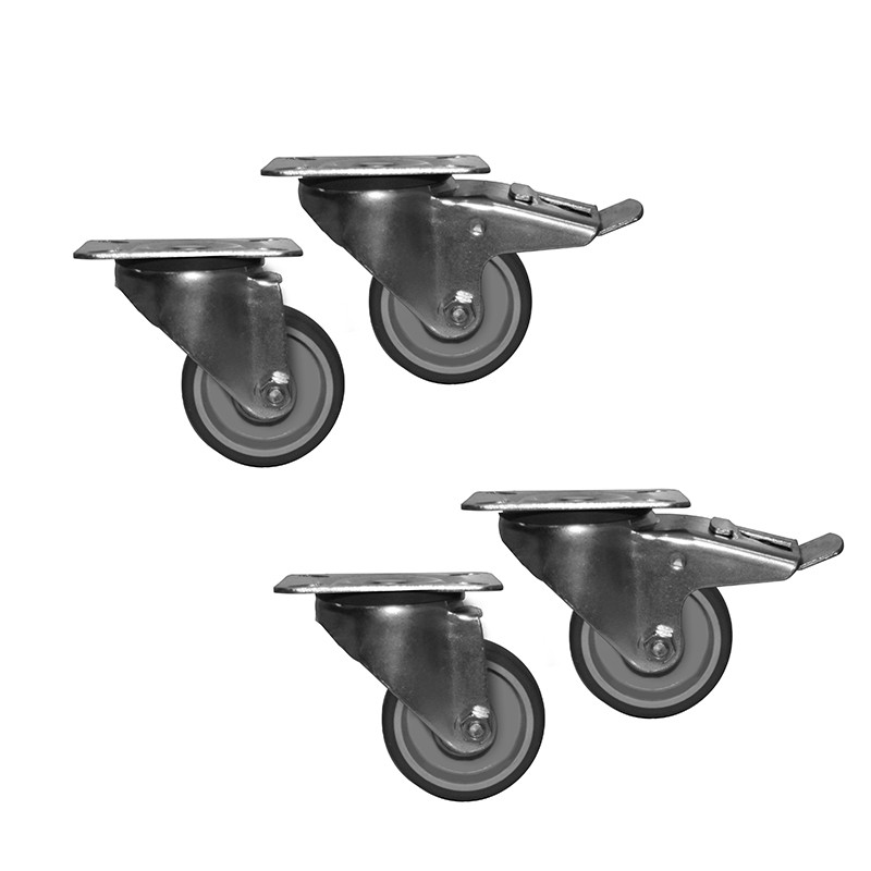 Juego de 4 ruedas: 2 con freno, 2 sin freno diámetro 125 mm