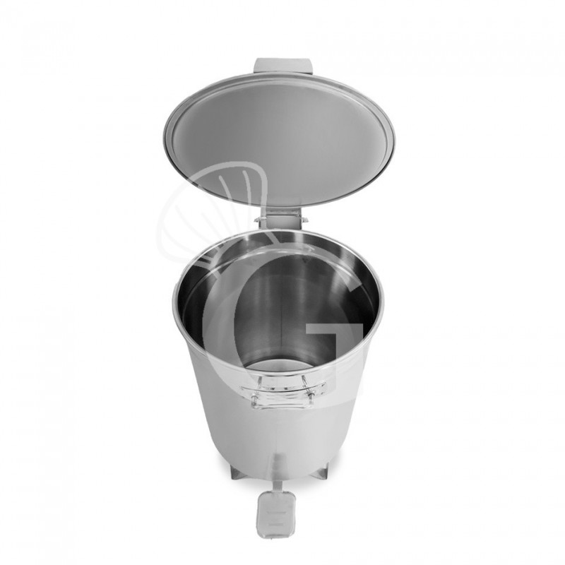 Cubo de basura redondo, diámetro 390 mm de acero inoxidable con tapa, apertura por pedal 50 LT