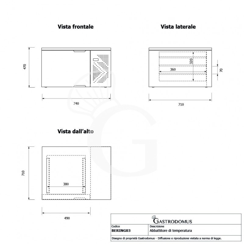 Abatidor de temperatura en acero inoxidable para 3 bandejas o rejillas GN 2/3 ( 353 x 325 mm ), -18°/+3°C