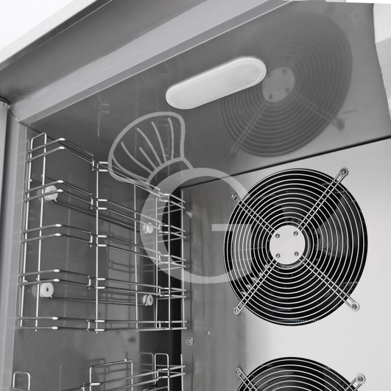 Abatidor de temperatura digital de acero inoxidable para 10 bandejas/rejillas GN 1/1 o 600x400mm, -18°/0°C, con ruedas montadas