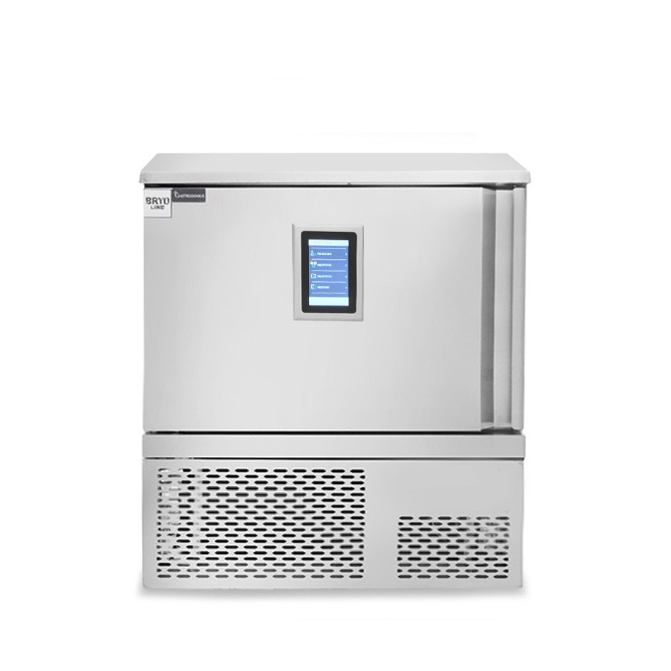 Abatidor de temperatura digital monofásico acero inoxidable 5 bandejas, -18°/+3°C, con ruedas montadas