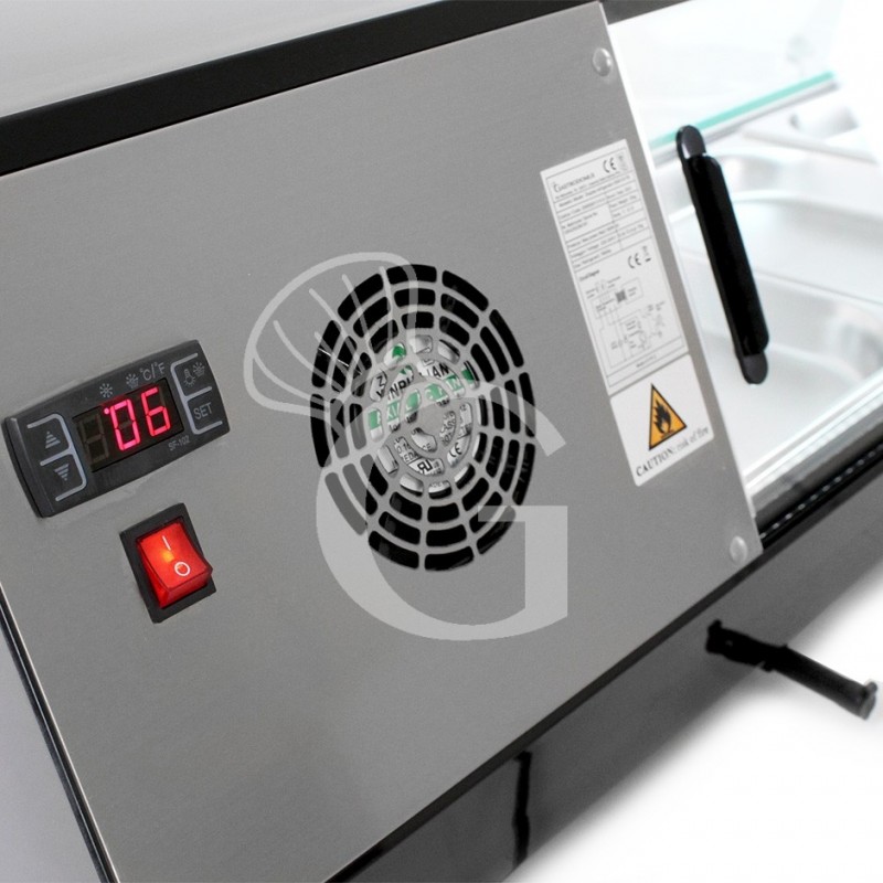 Vitrina para tapas con 5 bandejas GN1/2, 0,16 KW, L 1740 mm x P 395 mm x H 375 mm