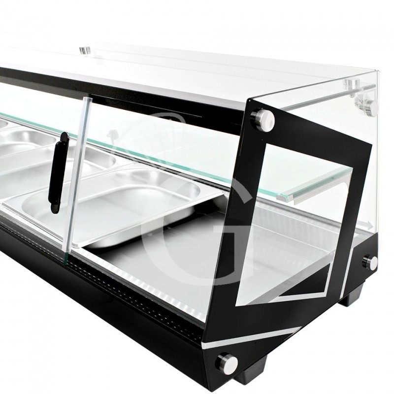 Vitrina para tapas con 5 bandejas GN1/2, 0,16 KW, L 1740 mm x P 395 mm x H 375 mm