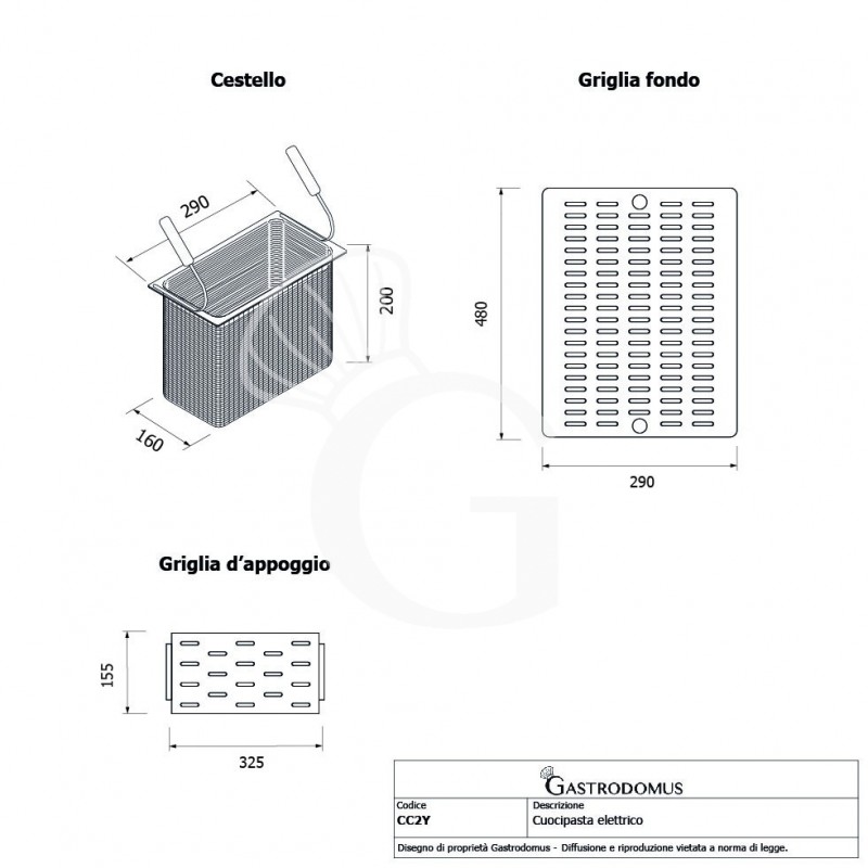 Cocedor de pasta eléctrico de sobremesa 1 cuba L 400 mm x P 680 mm x A 370 mm 20 LT 4500 W