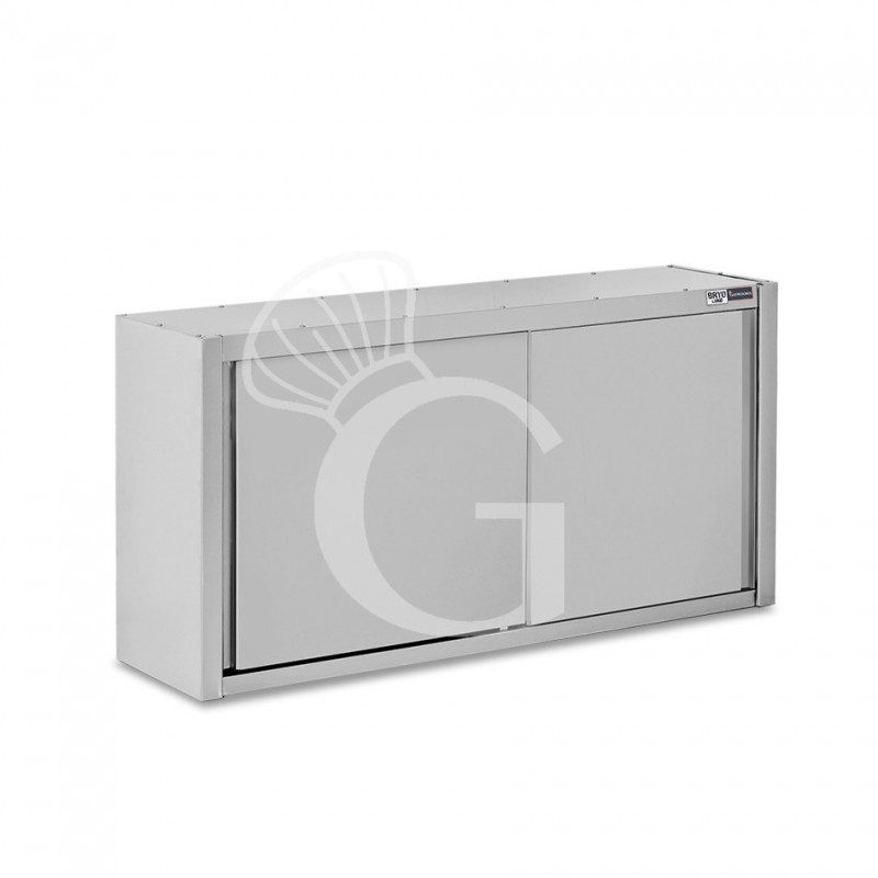 Armario de pared inox con escurridor, puertas correderas, 2 estantes perforados, L 1600 mm x P 400 mm x A 1000 mm