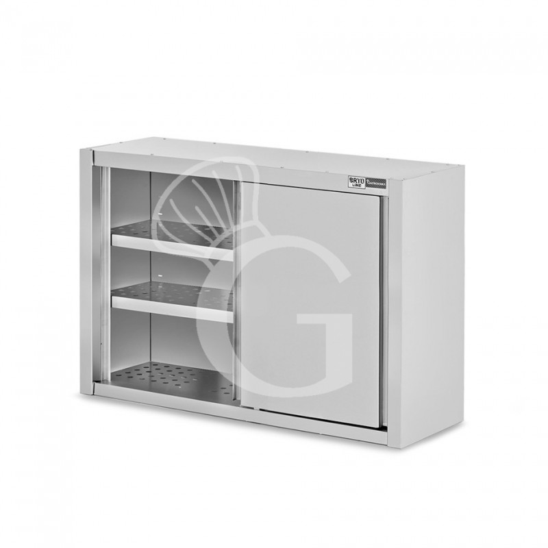 Armario de pared inox con escurridor, puertas correderas, 2 estantes perforados, L 1300 mm x P 400 mm x A 1000 mm