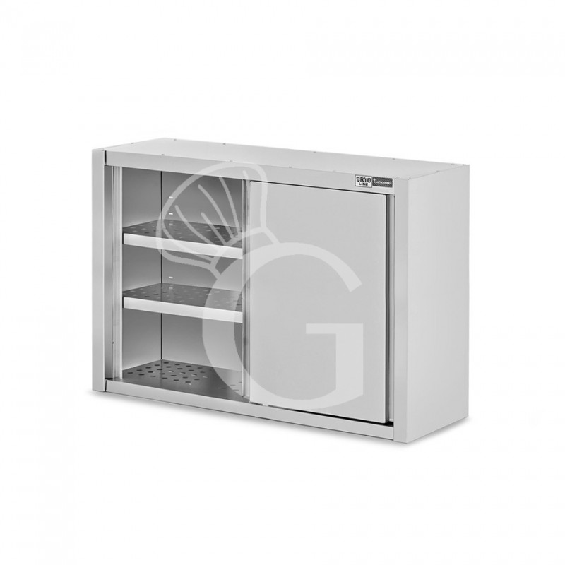 Armario de pared inox con escurridor, puertas correderas, 2 estantes perforados, L 1000 mm x P 400 mm x A 1000 mm