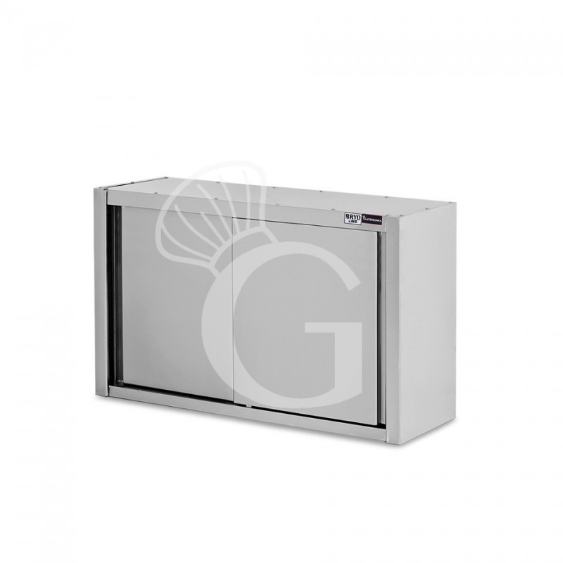 Armario de pared inox con escurridor, puertas correderas, 2 estantes perforados, L 1000 mm x P 400 mm x A 1000 mm