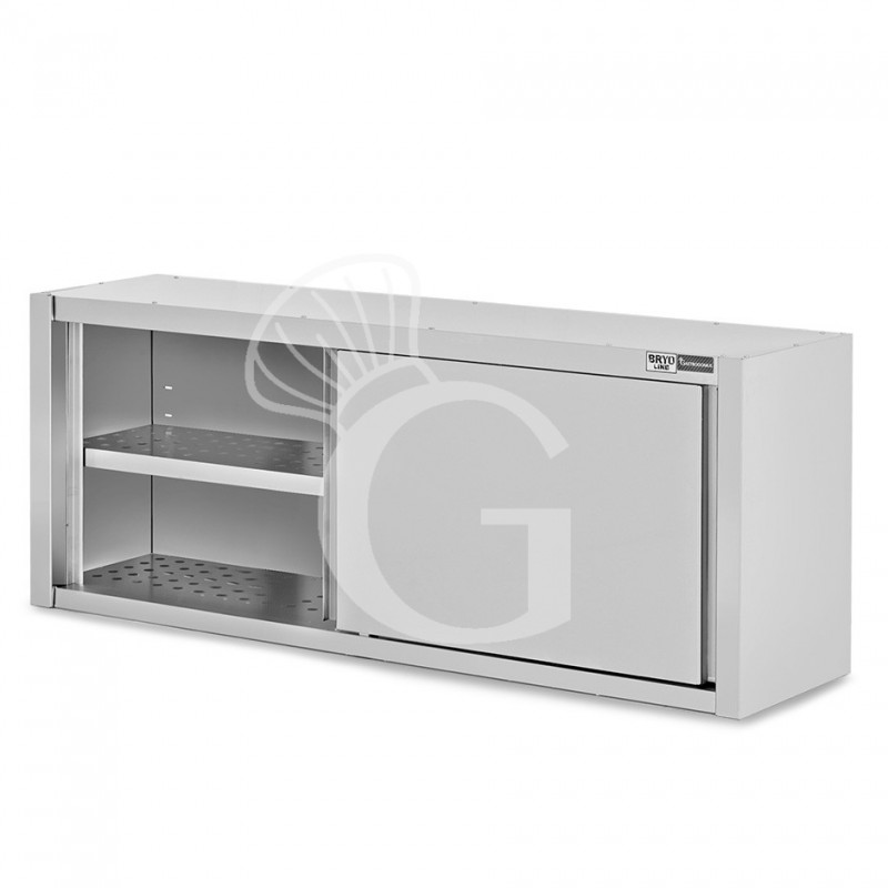 Armario de pared inox con escurridor, puertas correderas, 1 estante perforado, L 2000 mm x P 400 mm x A 650 mm