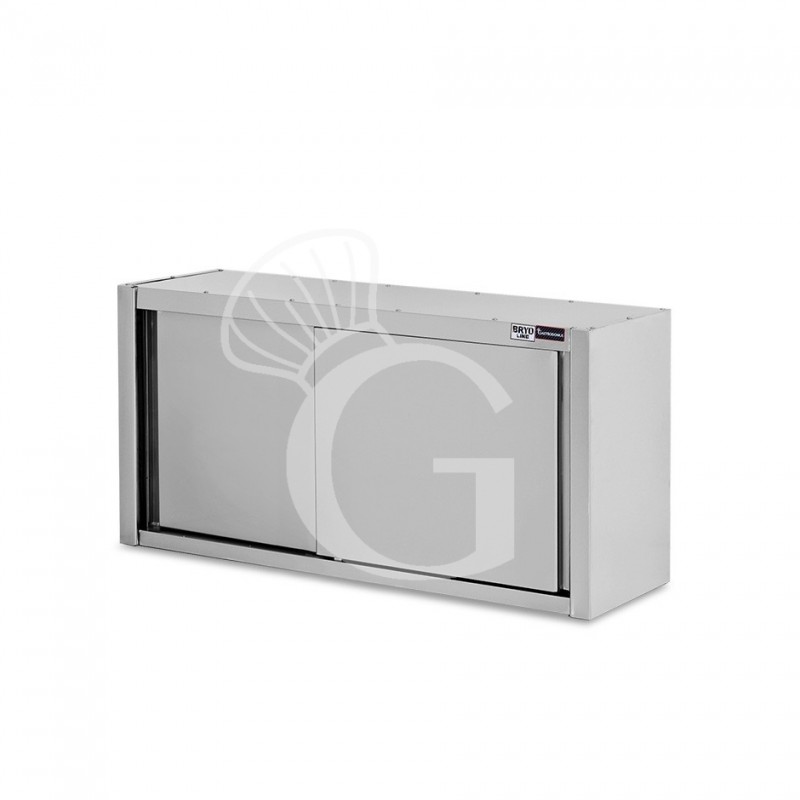 Armario de pared inox con escurridor, puertas correderas, 1 estante perforado, L 1300 mm x P 400 mm x A 650 mm