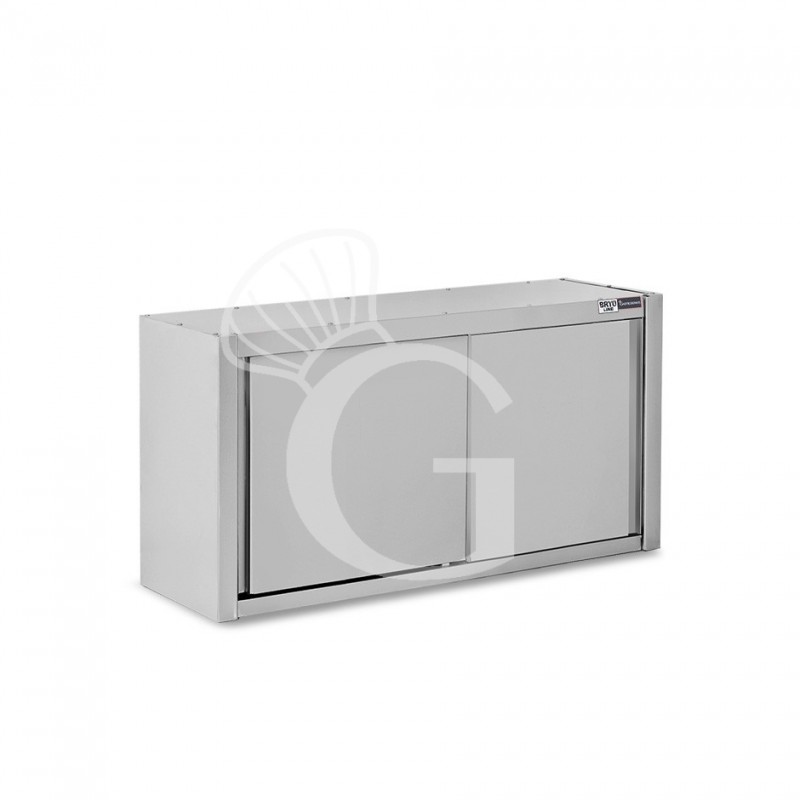 Armario de pared de acero inoxidable con escurridor, puertas correderas, 1 estante perforado, L 1200 mm x P 400 mm x A 650 mm