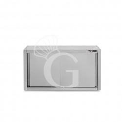 Armario de pared de acero inoxidable con escurridor, puertas correderas, 1 estante perforado, L 1100 mm x P 400 mm x A 650 mm