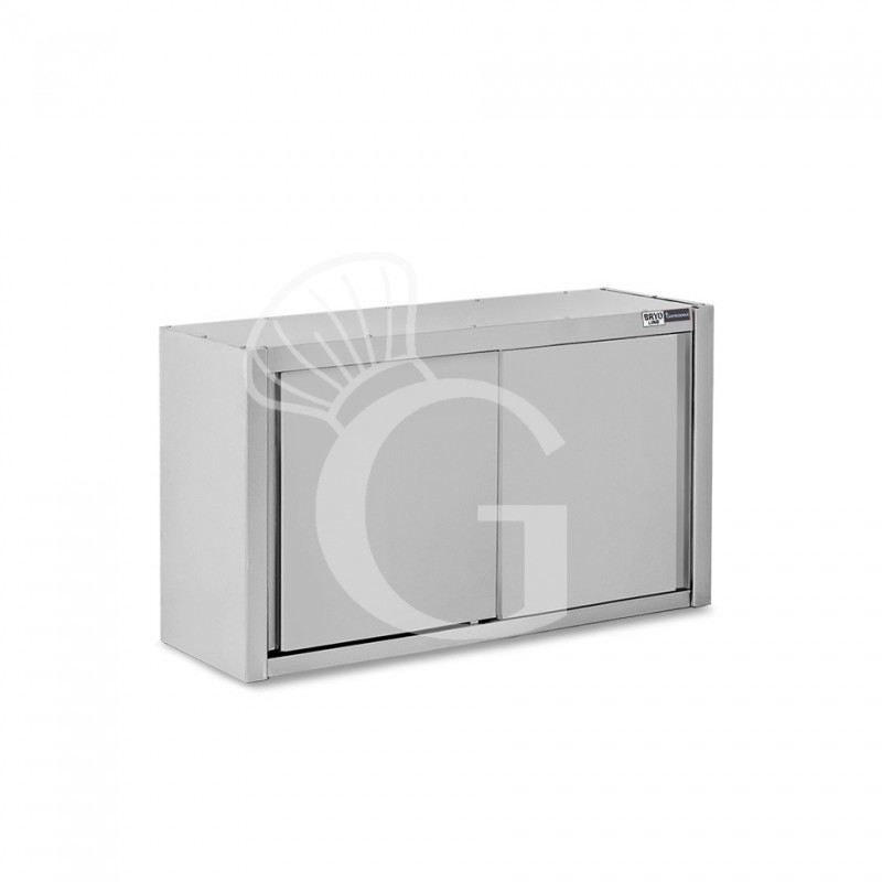 Armario de pared inox con escurridor, 2 puertas correderas, 1 estante perforado, L 1000 mm x P 400 mm x A 800 mm