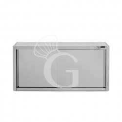 Armario de pared inox con escurridor, 2 puertas correderas, 1 estante perforado, L 1400 mm x P 400 mm x A 800 mm