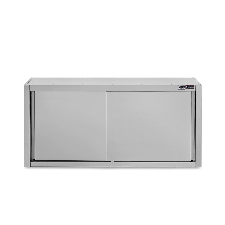 Armario de pared inox con escurridor, 2 puertas correderas, 1 estante perforado, L 1400 mm x P 400 mm x A 800 mm