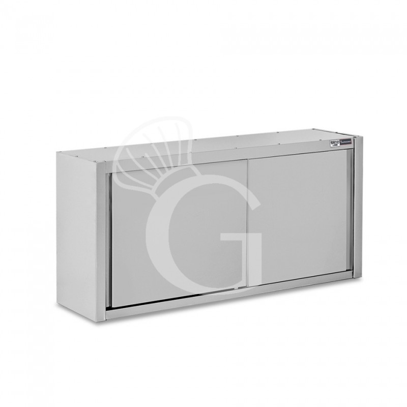 Armario de pared inox con escurridor, 2 puertas correderas, 1 estante perforado, L 1400 mm x P 400 mm x A 800 mm