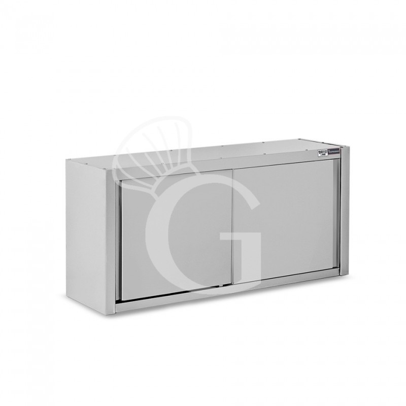 Armario de pared de acero inoxidable con escurridor, puertas correderas, 1 estante perforado, L 1600 mm x P 400 mm x A 800 mm