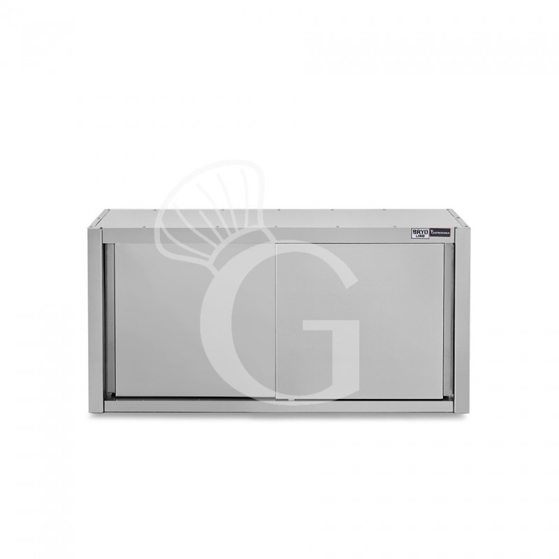 Armario de pared de acero inoxidable con escurridor, puertas correderas, 1 estante perforado, L 1400 mm x P 400 mm x A 660 mm
