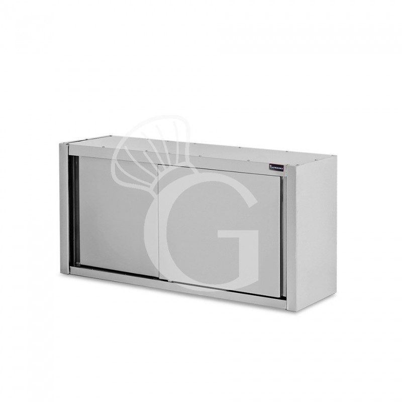 Armario de pared de acero inoxidable con escurridor, puertas correderas, 1 estante perforado, L 1200 mm x P 400 mm x A 800 mm