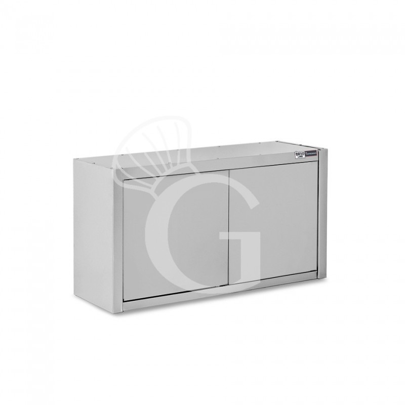 Armario de pared inox con escurridor, 2 puertas batientes, 1 estante perforado, L 900 mm x P 400 mm x A 660 mm