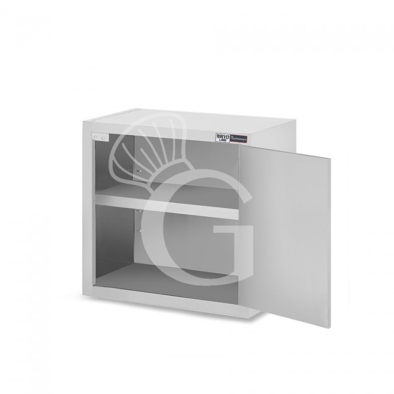 Armario de pared de acero inoxidable con 1 puerta batiente y 1 estante, L 500 mm x P 400 mm x A 660 mm