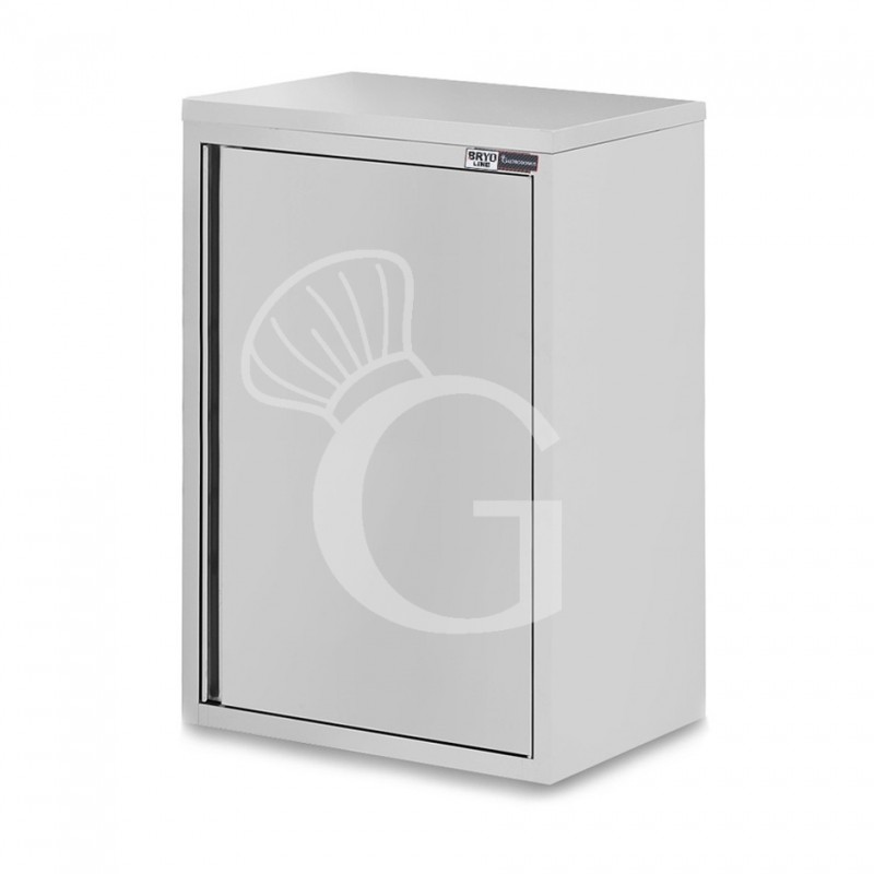 Armario de pared de acero inoxidable con 1 puerta batiente y 2 estantes, L 400 mm x P 400 mm x A 1000 mm