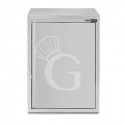 Armario de pared de acero inoxidable con 1 puerta batiente y 2 estantes, L 400 mm x P 400 mm x A 1000 mm